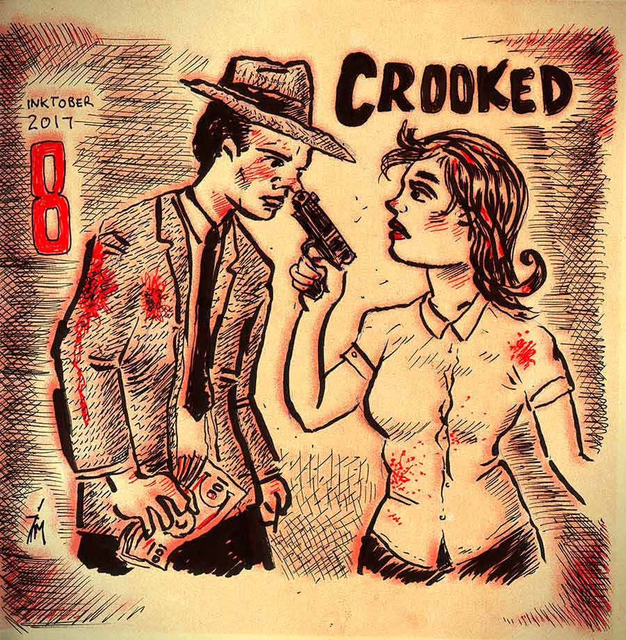 illustration titled: Inktober 8 - Crooked.