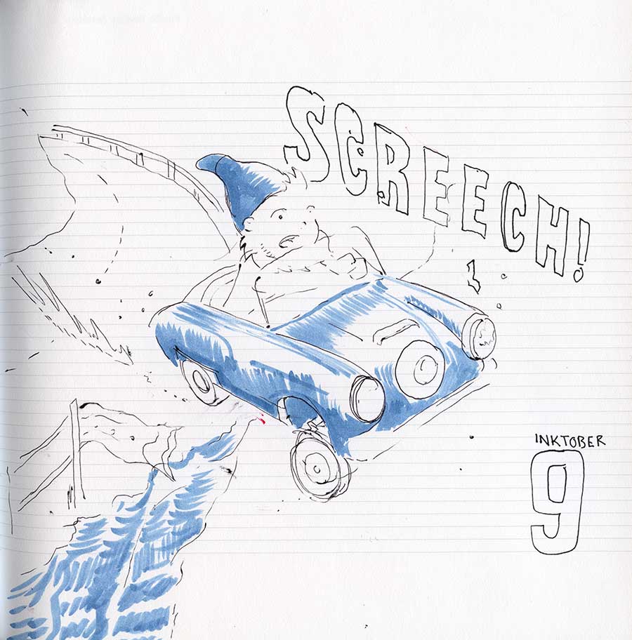 illustration titled: Inktober 9 - Screech sketch.