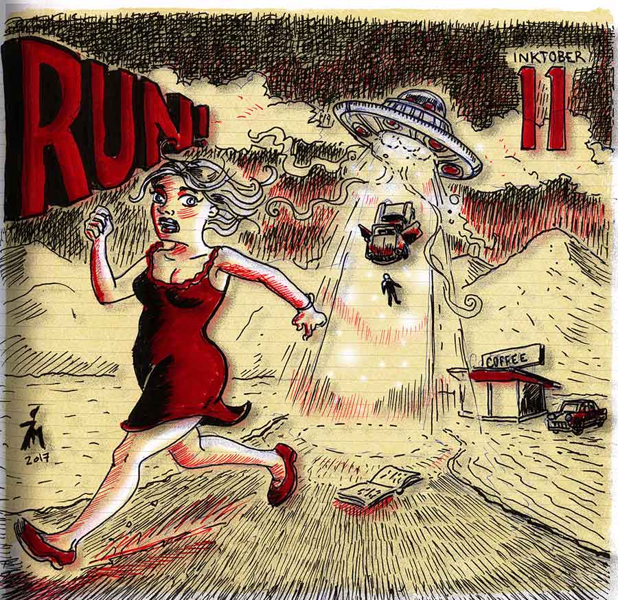 illustration titled: Inktober 11 - Run.