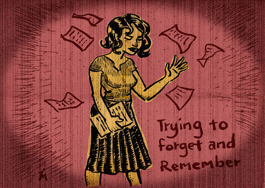 illustration titled: Trying To Forget.