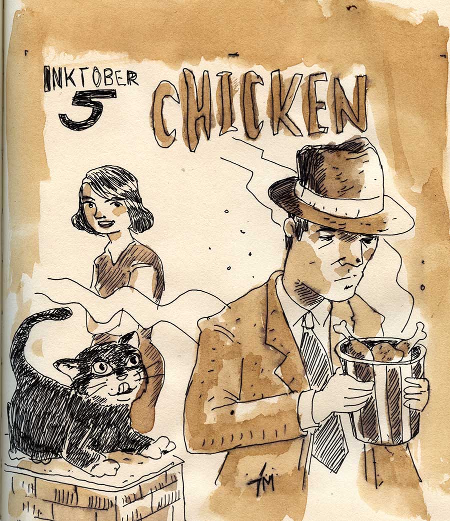 illustration title: Inktober 05: Chicken.