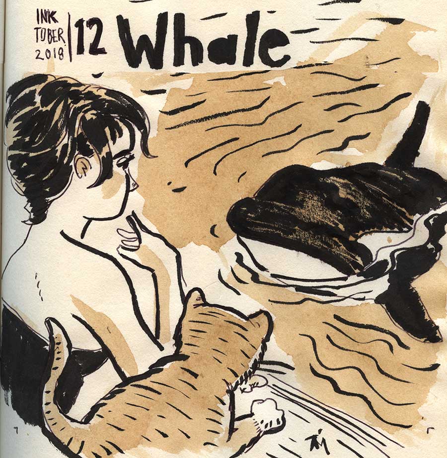illustration title: Inktober 12: Whale.