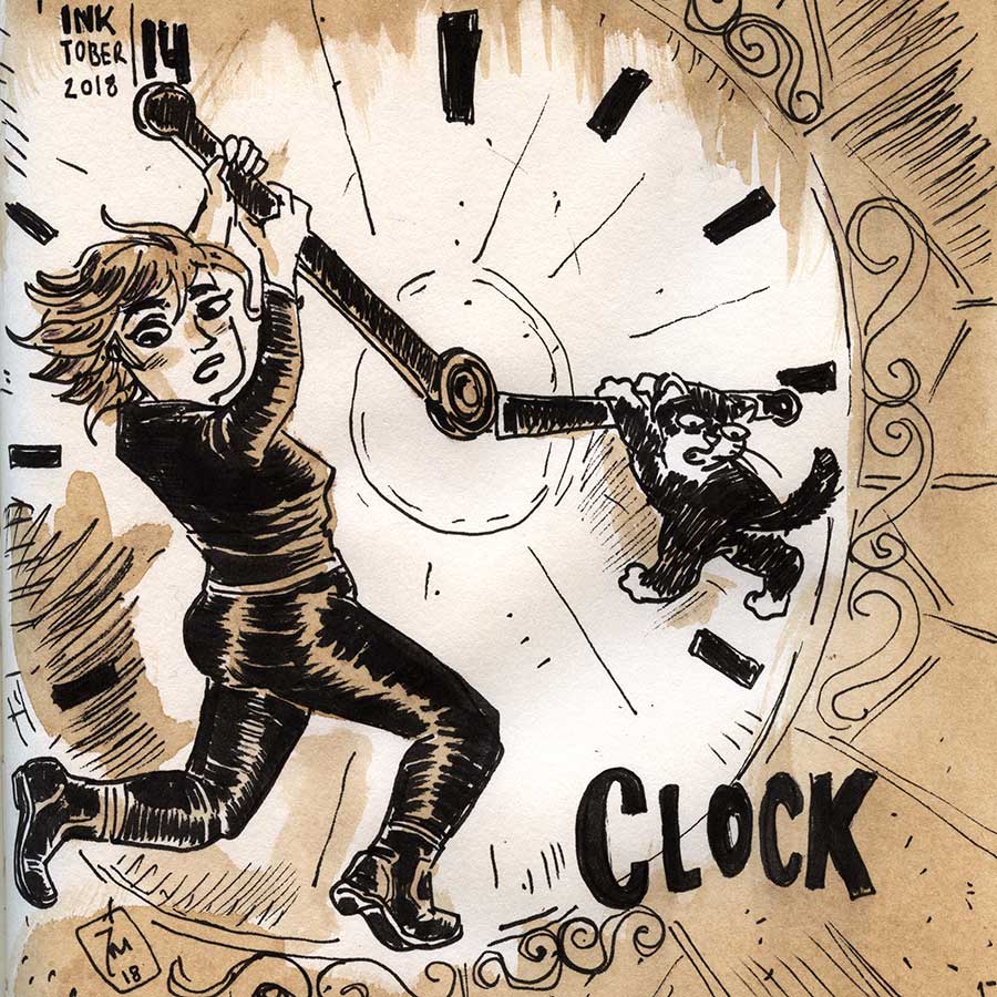 illustration title: Inktober 14: Clock.