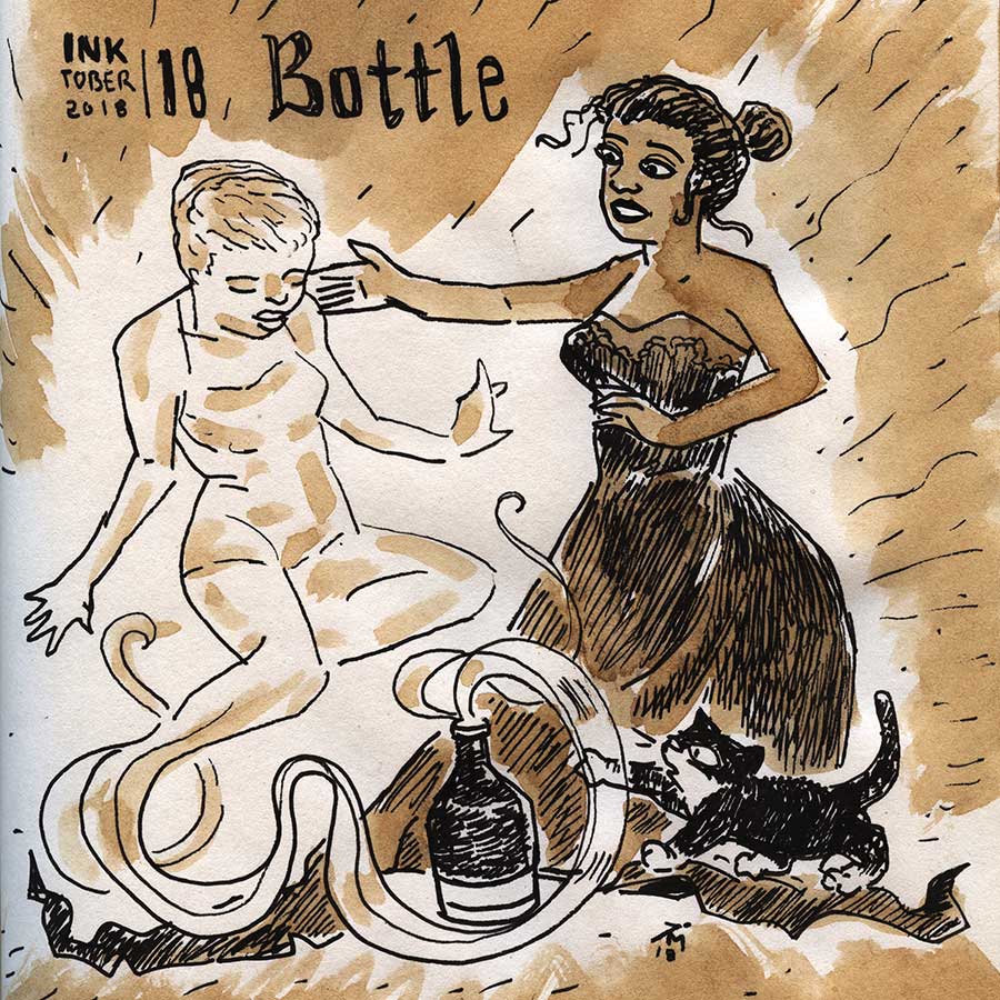illustration title: Inktober 18 Bottle.