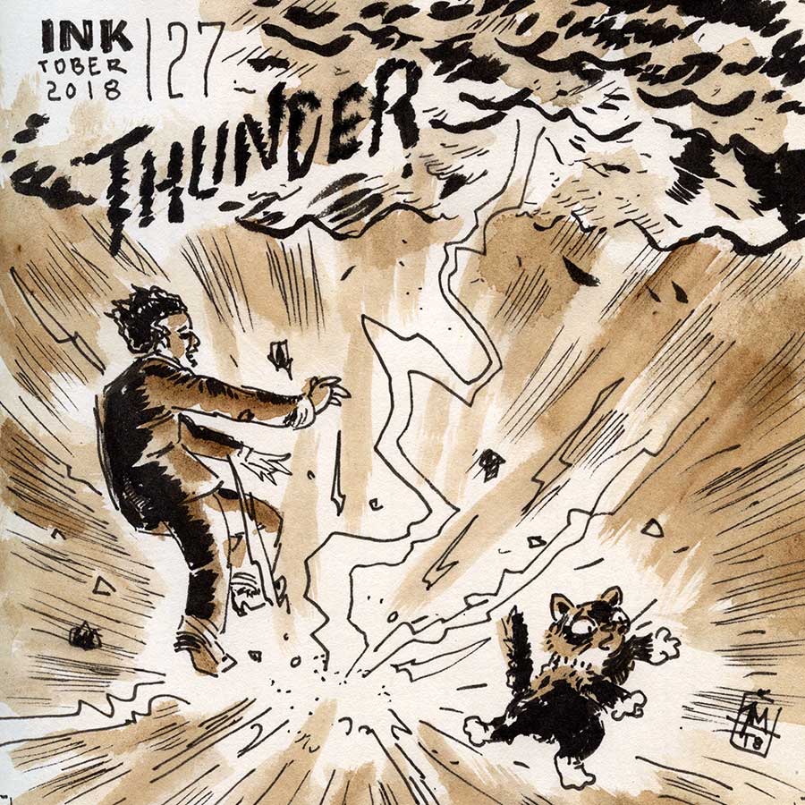 illustration title: Inktober 27: Thunder.