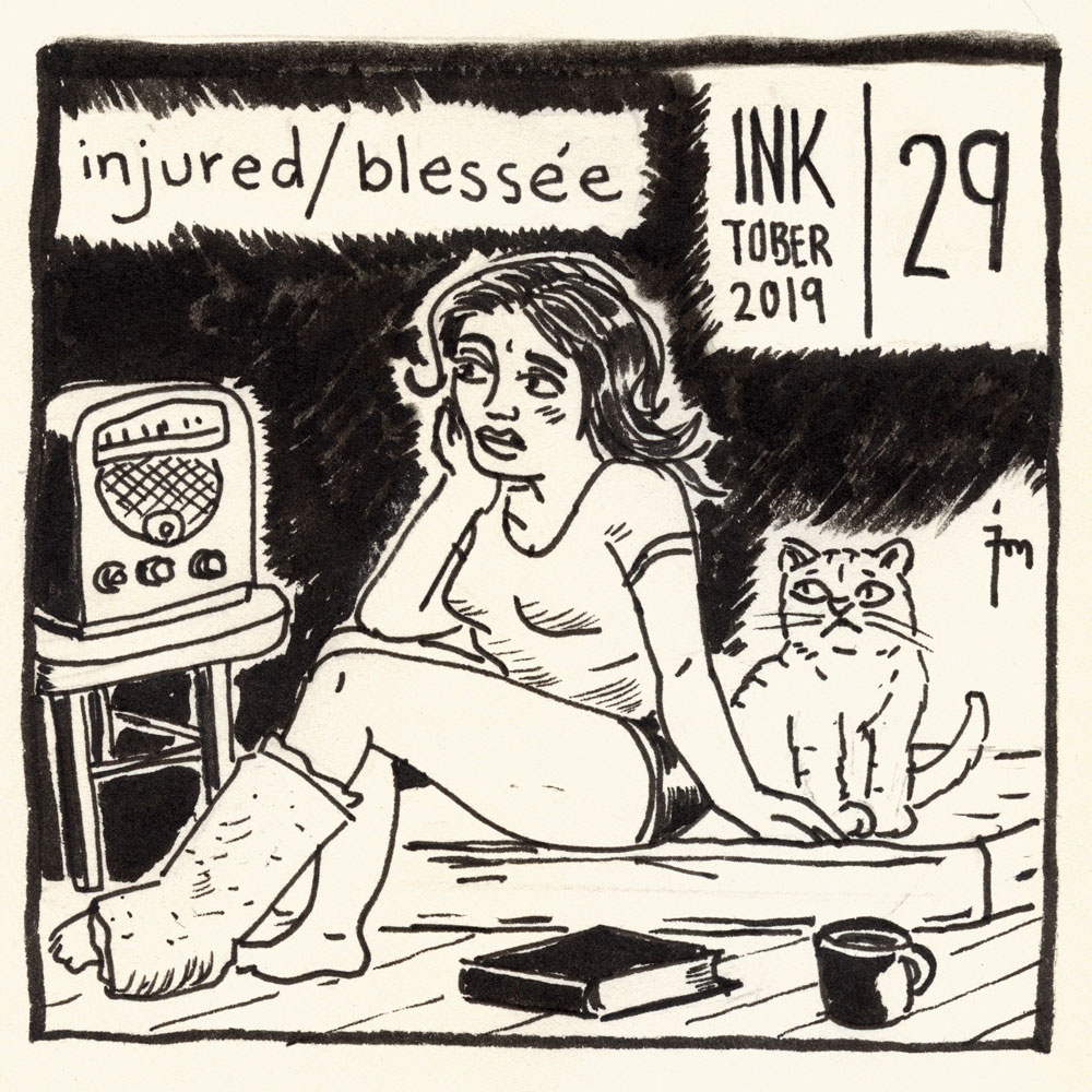 illustration title: Inktober 29: Injured.