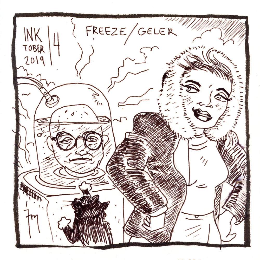 illustration title: Inktober 04: Freeze.