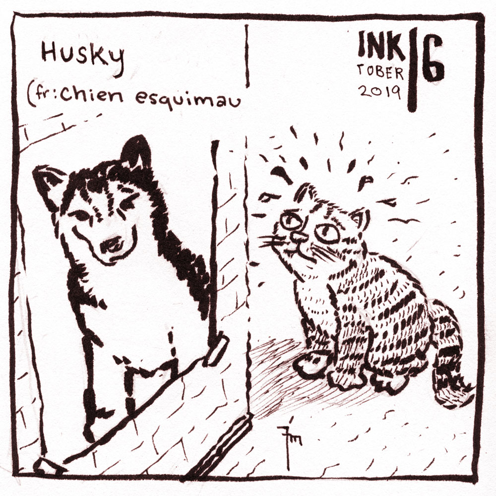 illustration title: Inktober 06: Husky.