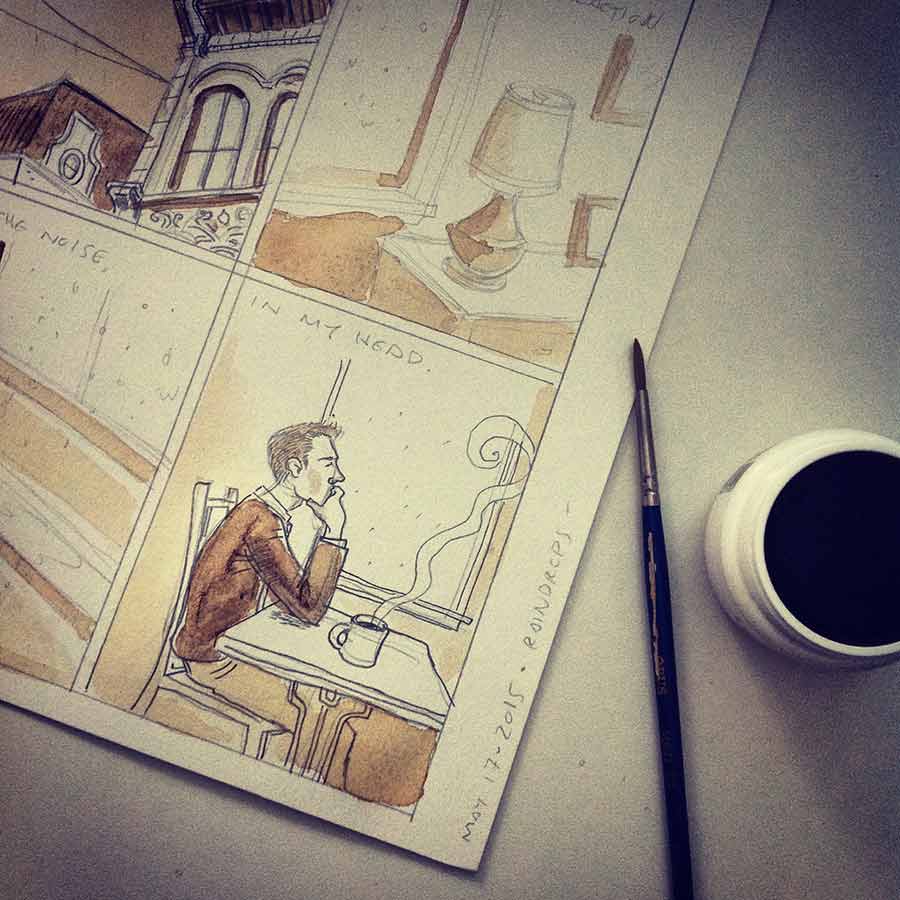 photo closeup of my pencilled comic book pages.