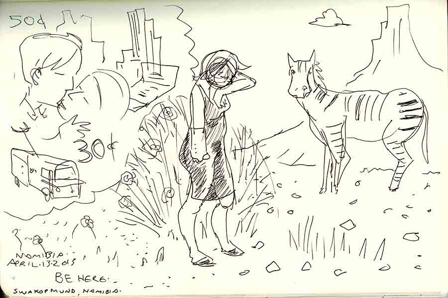 Sketchbook drawing: Be Here