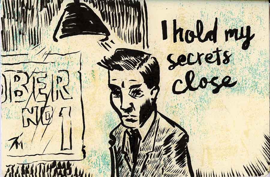 Illustration titled: Inktober 1 Secrets