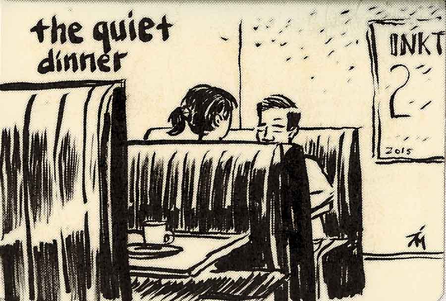 Illustration titled: Inktober 2 Quiet Dinner