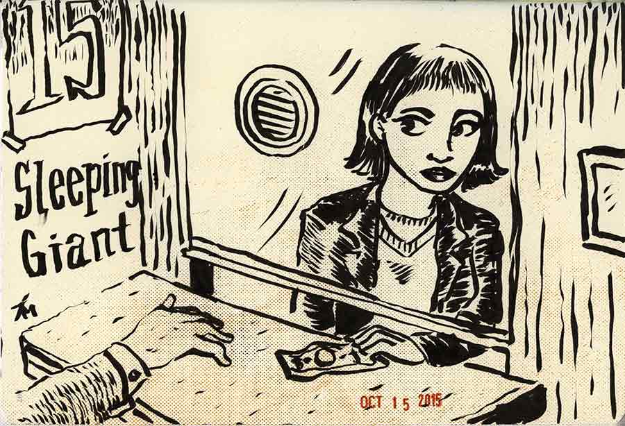 Illustration titled: Inktober 15 Sleeping Giant