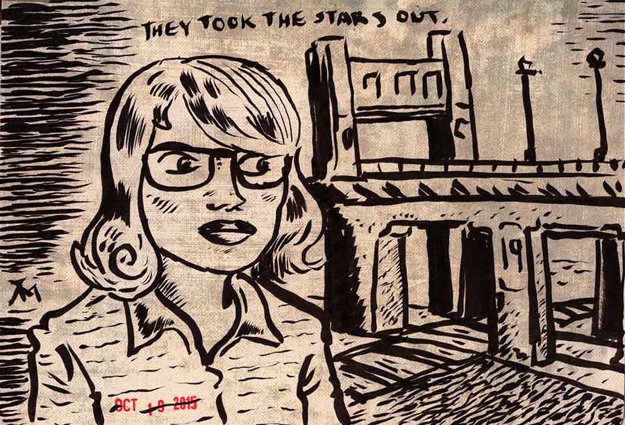 Illustration titled: Inktober 19 They Took The Stars Out
