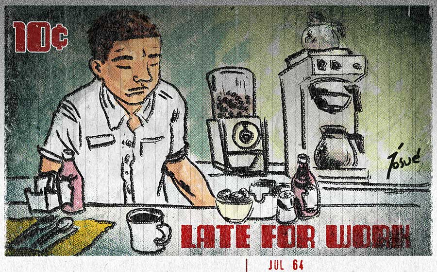 Illustration titled: Dishwasher Retro