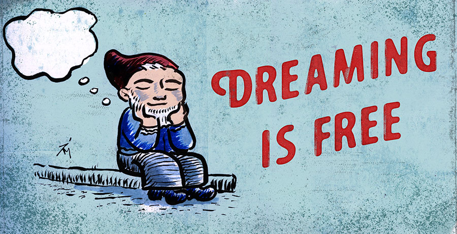 Illustration titled: Dreaming Is Free