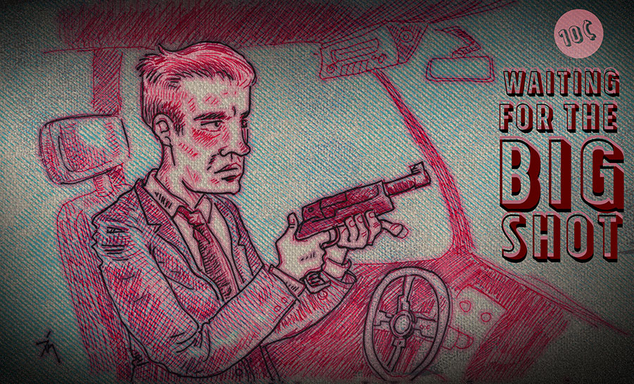 Illustration titled: Waiting For The Big Shot