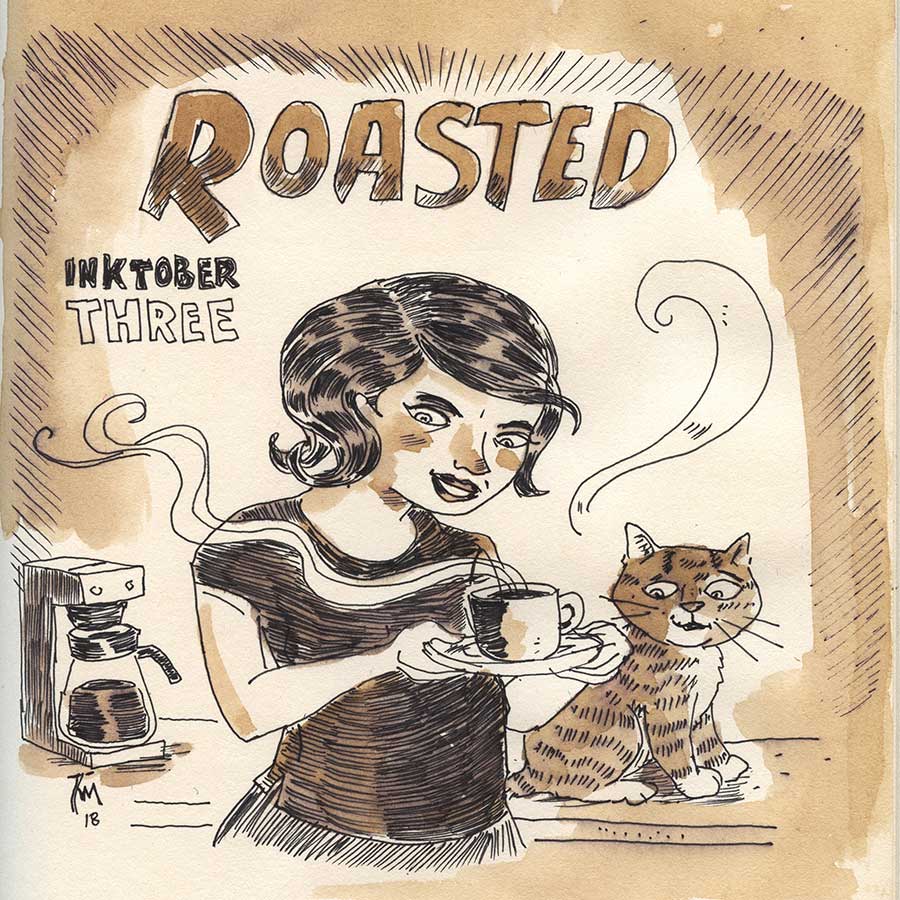 illustration title: Inktober 03: Roasted.