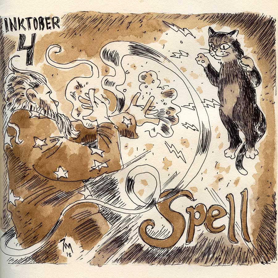 illustration title: Inktober 04: Spell.