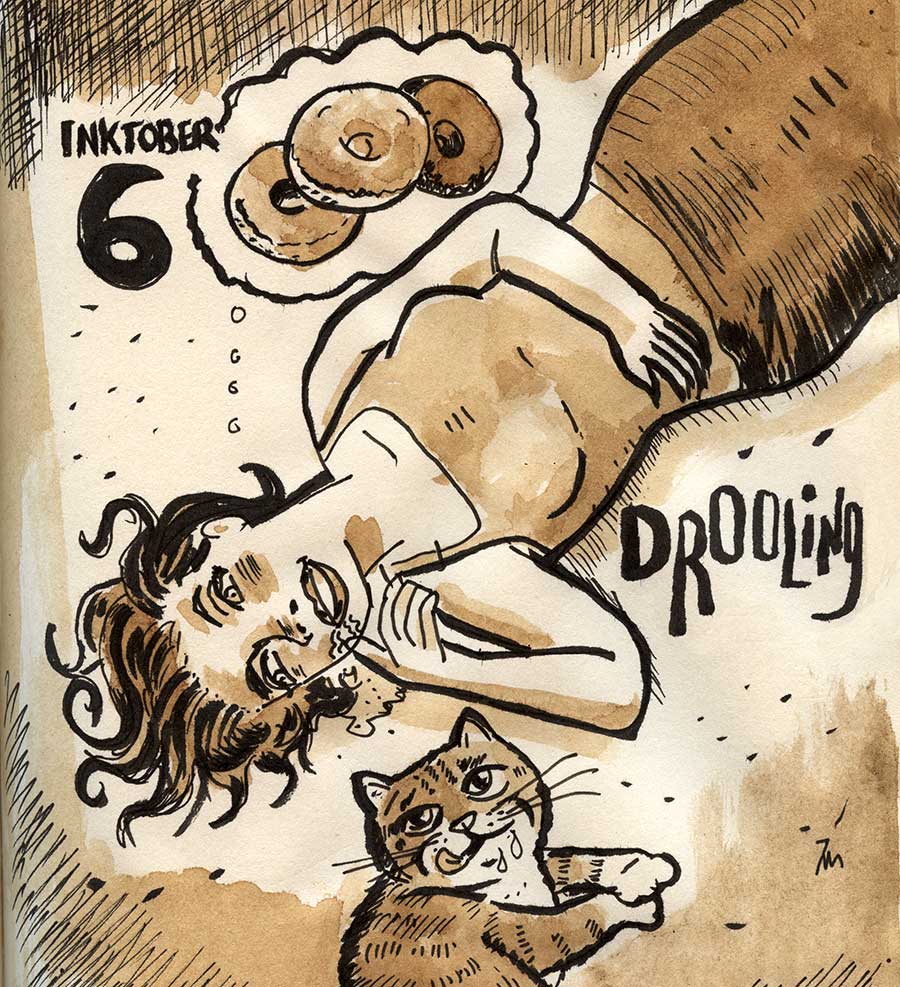 illustration title: Inktober 06: Drooling.