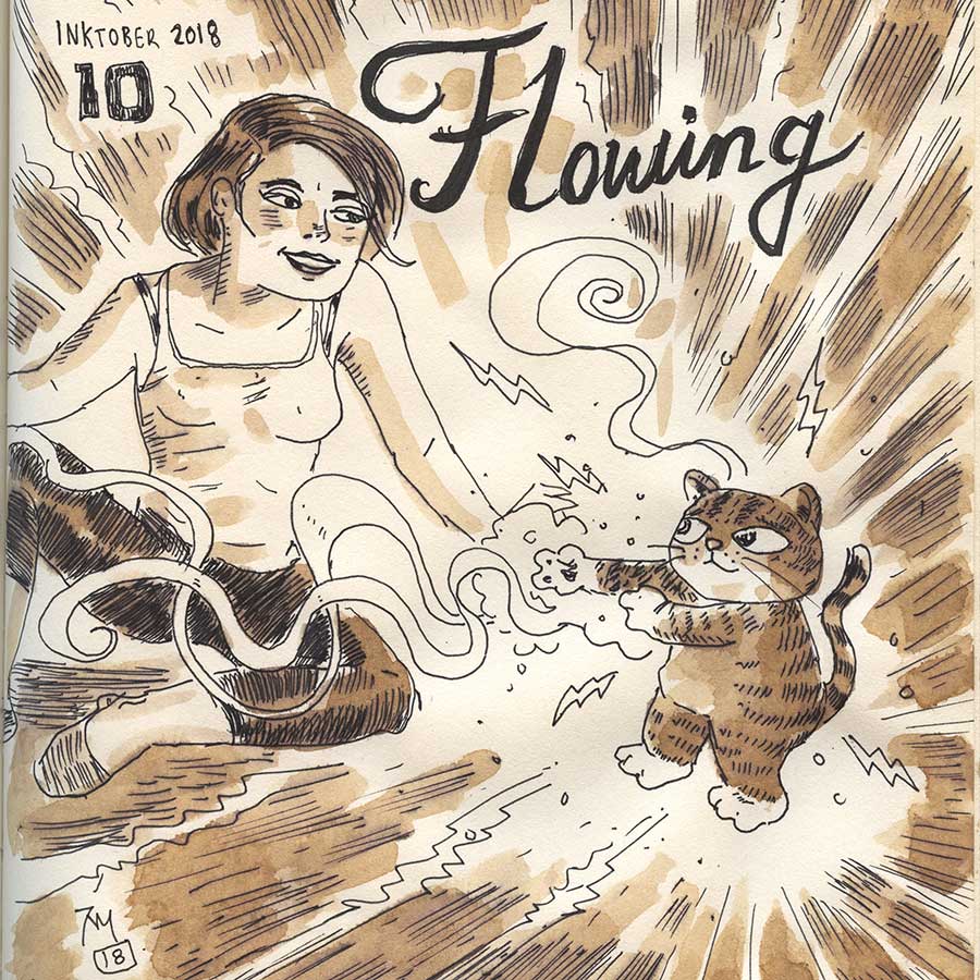 illustration title: Inktober 10: Flowing.