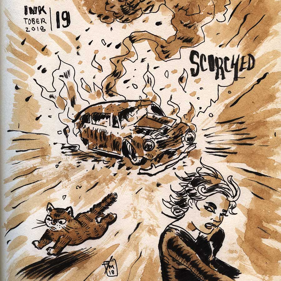 illustration title: Inktober 19: Scorched.
