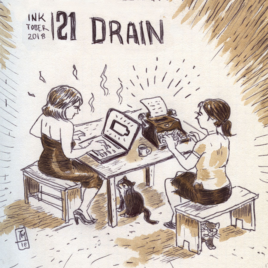 illustration title: Inktober 21: Drain.