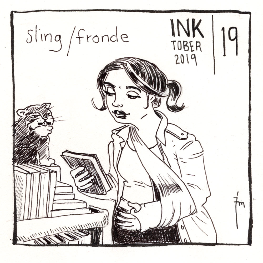 illustration title: Inktober 19: sling.