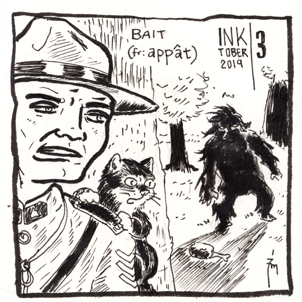 illustration title: Inktober 03: Bait.