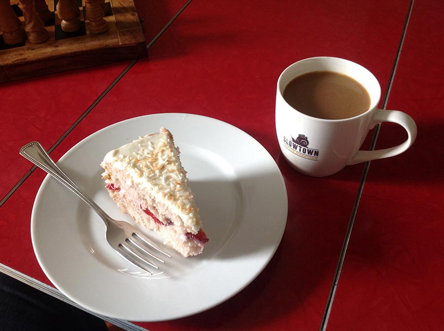 photo of coffee and home made cake.