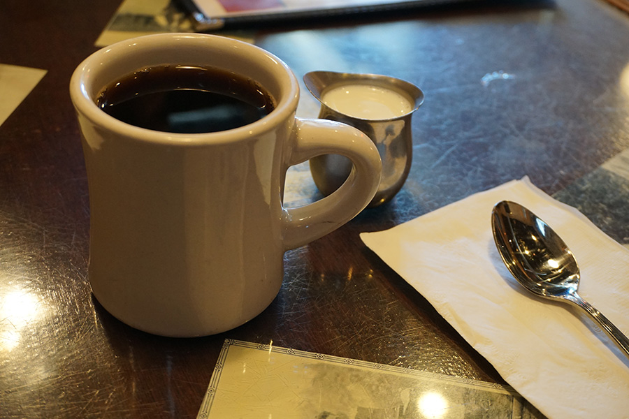 Photo of a coffee cup taken at the Roslyn Cafe, Roslyn, WA.