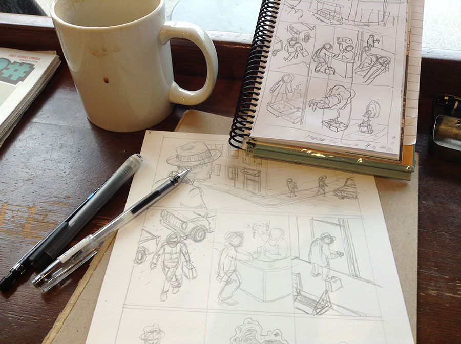Photo of coffee and drawing comic books
